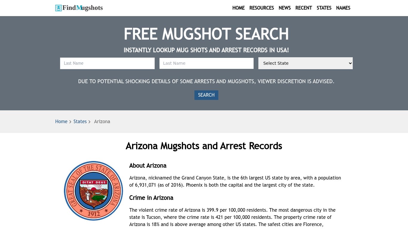 Find Arizona Mugshots - Find Mugshots